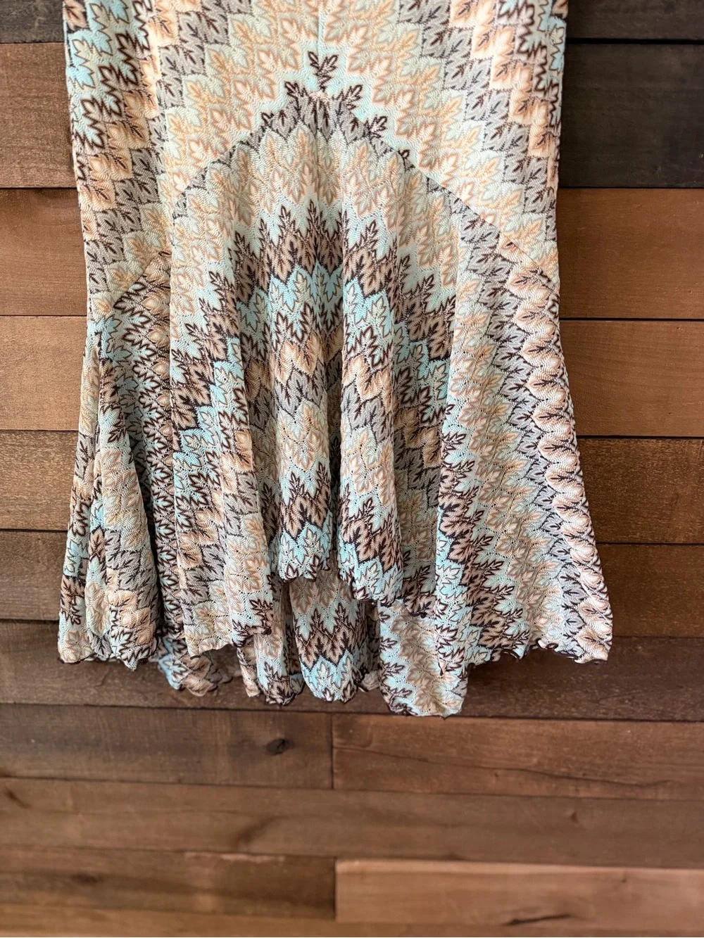 Y2K Banana Republic Blue Brown Knit Mermaid Midi Skirt